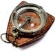Antique Brass Compass in Leather Case Collectible